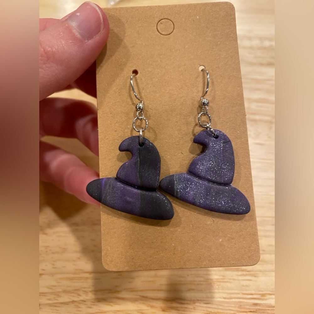 Supercute Polymer Clay Witch Hat Earrings